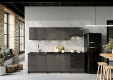 Cucina completa Mioglia, Set compatto e funzionale con ante e cassetto, Antracit