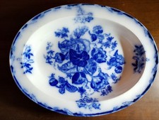 VASSOIO PIATTO DA PORTATA OVALE IN PORCELLANA SCR WATER NYMFH 26x34 cm vintage