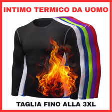 INTIMO TERMICO DA UOMO maglia a maniche lunghe fitness sport calcio sci termica