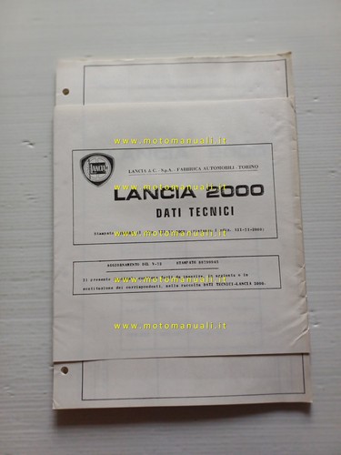 Lancia 2000 manuale officina