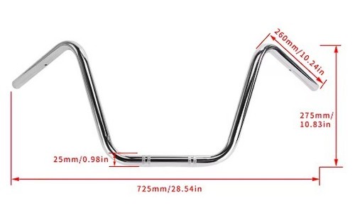 Manubrio moto 25mm per harley - manubrio,