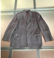 GIACCA UOMO GRIGIO SCURO 100% PURA LANA VERGINE EXTRAFINE MERINOS TAGLIA 50