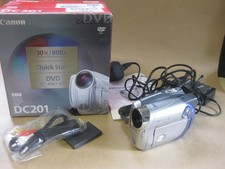 Videocamera DVD Canon modello DC201 ~ con cavi, adattatore, scatola, istruzioni...