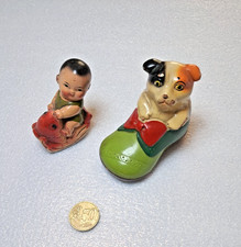 Temperamatite anni 50/60 cane nella scarpa di Lark Giraffe e bimbo su pesce