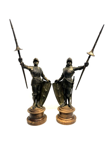 Coppia antico bronzo guerriero - antico,