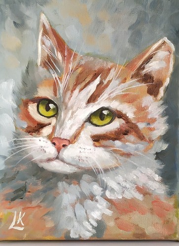 Gatto dipinto olio tela - dipinto, su