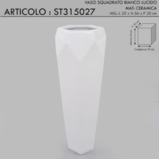 Vaso Portafiori portaombrelli moderno anfora coppa ceramica bianco lucido ST3150