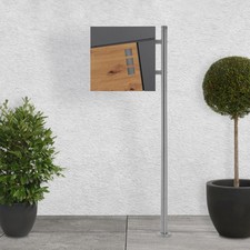 Cassetta postale antracite effetto legno con supporto in acciaio inox argento