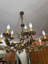 Lampadario antico stile classico in  ottone  dorato 12 luci