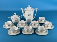 Art Dèco Antico Servizio Da Caffè Con 8 Tazze In Porcellana Anni ‘40/50