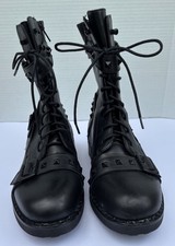 Stivali da motociclista da combattimento in pelle Ash Witch borchie fibbie e cinturini taglia 39 neri