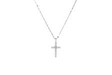 CROCE DI DIAMANTI CON CATENA ORO BIANCO 750 - DIAMAMANTI 0,5 CT