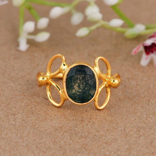 Anello agata muschio naturale