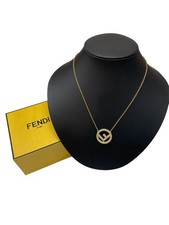 FENDI F is FENDI Collana Ciondolo Strass Tono Argento Donna Autentica Ottima