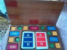 set scatola in legno carte poker + fiches