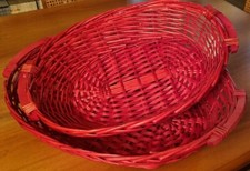 2x Grandi Cesti Cestini Vassoi Contenitori Vimini Fiori Frutta Natale VINTAGE