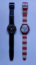1991 Swiss Swatch SCB106 Wall Street + 1991 SCR100 Navy Berry