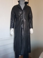 Spolverino mezzo tempo nero stile 'Matrix' lungo pelle morbidissima, qualità top