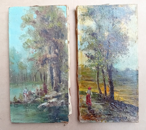 Due dipinti olio - su, u
