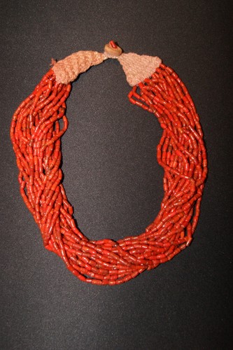 Collana multifilo corallo - multifilo, di