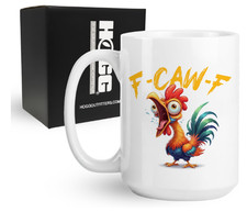 Tazza gallo regalo bavaglio sarcastico Hogg 15 oz ceramica messaggio nascosto F-Caw-F