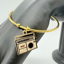 BRACCIALE DORATO CIONDOLO RADIO VINTAGE BOOMBOX GIOIELLO IDEA RELALO DONNA MODA