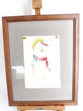 DISEGNO FIRMATO DI FABRIZIO RICCARDI  DIPINTO SU CARTA ANTICA anni '80