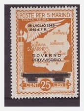 SAN MARINO - 1943  GOVERNO PROVVISORIO LIRE 1,75 - SOPRASTAMPA  DUE TIPI  MNH **