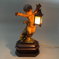 Antica Lampada Da Tavolo Putto