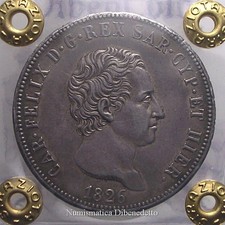 Sardegna - Carlo Felice - 5 Lire 1826 Torino - Patina Grigia - Periziata