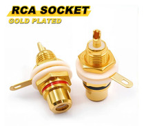 2X connettore femmina RCA dorato da pannello a saldare audio rosso nero