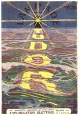 PUBBLICITA' 1917 TUDOR LAMPADE BATTERIA RICCOBALDI MARINA AVIAZIONE  FUTURISMO