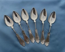 C Hellebush 6 Monete Argento Manico Torsione Cucchiai da Servizio 8 Pollici Mono 228 Grammi