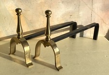 Piccole alari in ottone e ferro 