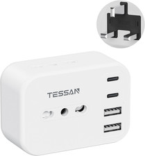 Adattatore Presa Inglese Con 2 USB C E 2 USB A, 7 in 1 Adattatori Prese Inglesi,