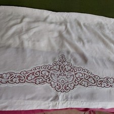 Lenzuolo matrimoniale con inserti in pizzo con federe Vintage Nuovo