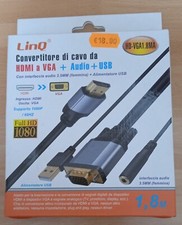 convertitore di cavo hdmi a vga con audio e usb LINQ