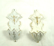 ANTICA COPPIA  ACQUASANTIERE PORCELLANA GESù CRISTO IN CROCE CROCIFISSO