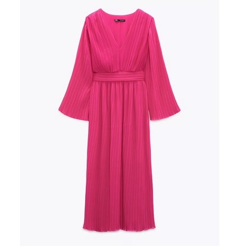 Abito midi plissettato rosa