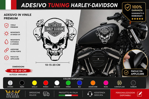 Adesivo harley davidson teschi - adesivo,