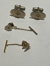 Gemelli e cravatta vintage Free Massons oro Tac’s massonica