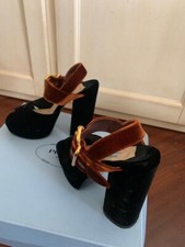 Sandali  cinturino in velluto Prada,n° 36 , Bicolore Nero Marrone, ottimo stato
