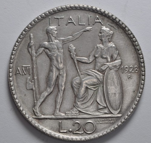 1928 italia 20 lire - ,