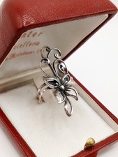 Anello Donna Vintage Argento 925 artigianale Design Florale Fiore Misura 14