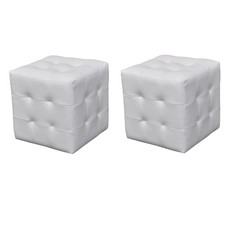 2x Pouf a Cubo Nero in Pelle