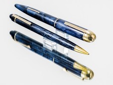1943 Wahl Eversharp Skylines Demi Modern Stripe Blue Set Ambra Inkview 14K Nuovo con scatola
