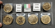 Serie di 6 Monete Repubblica Italiana - 24 Kt Gold Plated - Da Collezione