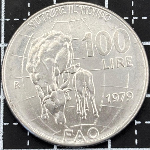 Moneta argento 100 lire - , mucca