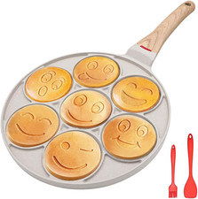 Padella Pancake Smile, Pancake Piastra Antiaderente 7 Fori Padella Frittata Piat