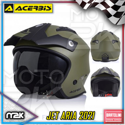 Casco acerbis jet verde opaco - casco,